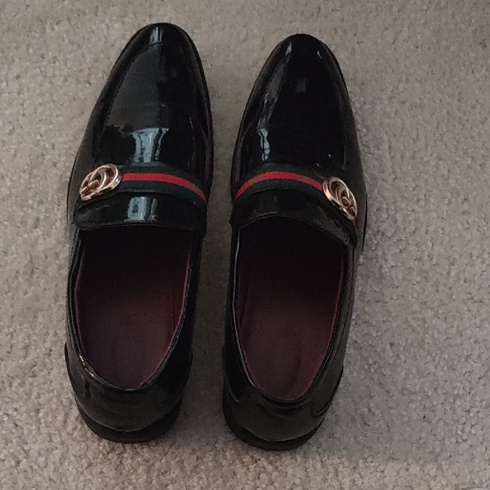Black Loafers with Gold Accent